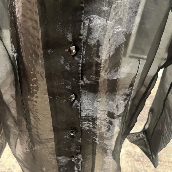 Nygard collection sheer black size 14 evening blouse with cuffs Beautiful sheer - Picture 4 of 16